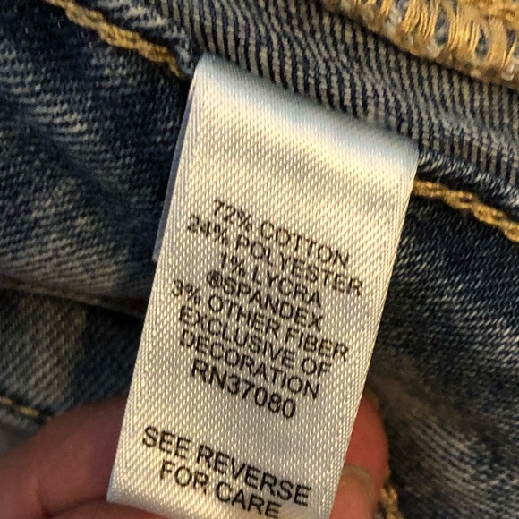 1948 Denim Women's Distressed Patched Cuffed Lite Blue Denim Shorts Size 22W - Picture 10 of 11